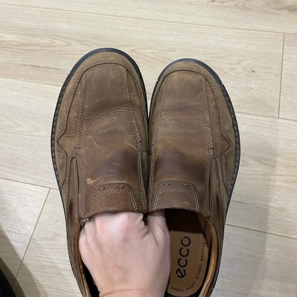 ECCO Light Shock Point brown leather slip-on comfort shoes men\'s 43/9-9.5 main image 8